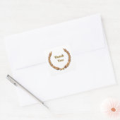 Sticker Carré Gold Rustic Laurel Wreath Merci (Enveloppe)