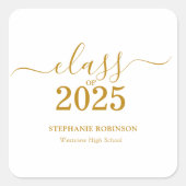 Sticker Carré Gold Script Class of 2025 Graduation Party (Devant)