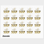 Sticker Carré Gold Stripes Ruban Monogramme Mariage Faveur Étiqu (Feuille)