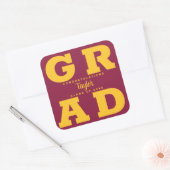 Sticker Carré Gold sur Maroon Bold Graduation (Enveloppe)