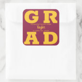 Sticker Carré Gold sur Maroon Bold Graduation (Sac)