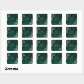 Sticker Carré Gold Swirls Emerald Green Wedding  (Feuille)