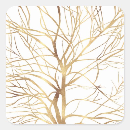 Sticker Carré Gold Tree Silhouette (Devant)