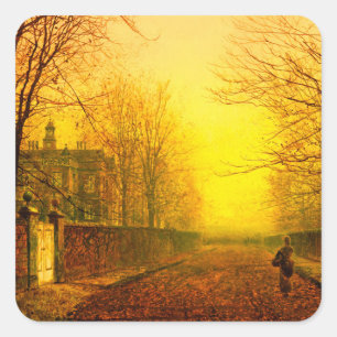 Sticker Carré Golden Autumn John Atkinson Grimshaw