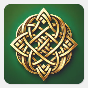 Sticker Carré Golden Celtic noeud sur vert