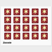 Sticker Carré Golden Christmas Star Red Bokeh (Feuille)