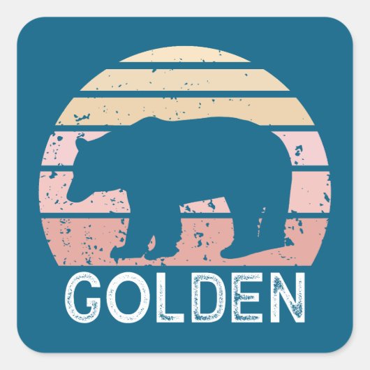 Sticker Carré Golden Colorado Retro Bear (Devant)