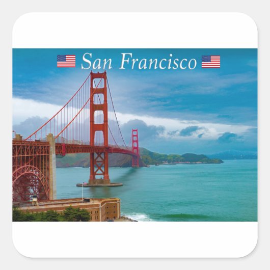 Sticker Carré Golden Gate Bridge (Devant)