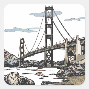 Sticker Carré Golden Gate Bridge San Francisco Californie