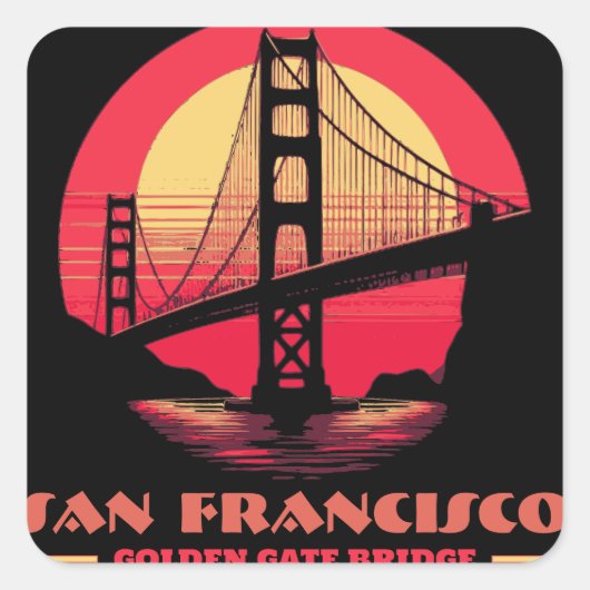 Sticker Carré Golden Gate Bridge San Francisco Californie USA (Devant)