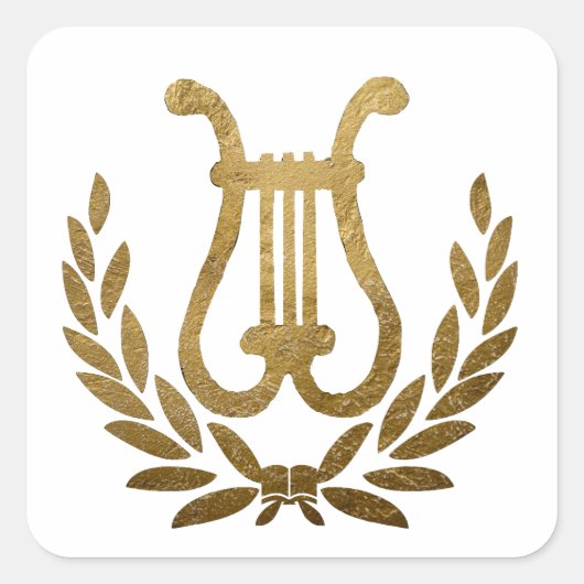 Sticker Carré Golden Lyre tote (Devant)