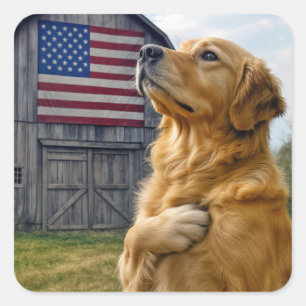 Sticker Carré Golden Retriever - Allégeance pour les annonces