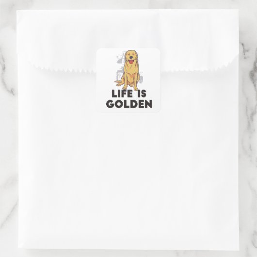 Sticker Carré Golden Retriever Chien (Sac)