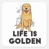 Sticker Carré Golden Retriever Chien (Devant)