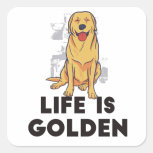 Sticker Carré Golden Retriever Chien