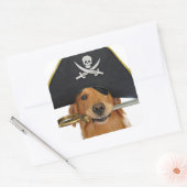 Sticker Carré Golden Retriever Halloween Pirate (Enveloppe)