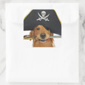 Sticker Carré Golden Retriever Halloween Pirate (Sac)