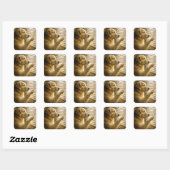 Sticker Carré Golden Retriever Peeking Through Blinds (Feuille)