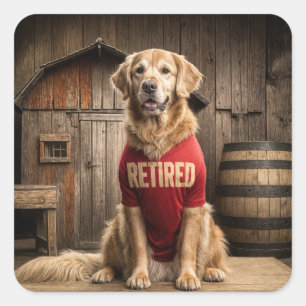 Sticker Carré Golden Retriever portant une chemise rouge retrait