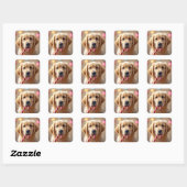 Sticker Carré Golden Retriever Puppy With a Candy Cane (Feuille)
