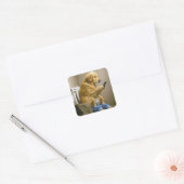 Sticker Carré Golden Retriever Texting on a Toilet (Enveloppe)