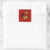 Sticker Carré Golden Rooster Chinese Idéogramme Zodiac Anniversa (Sac)