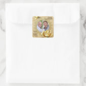 Sticker Carré Golden Rose Damask 50e anniversaire de Mariage (Sac)