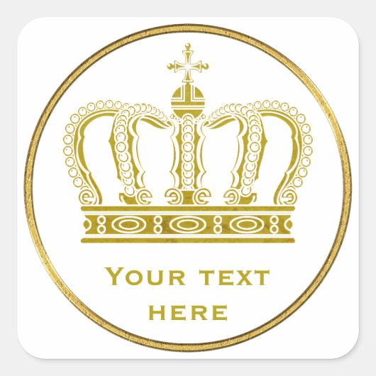 Sticker Carré Golden Royal Crown + votre backgr. & idées (Devant)
