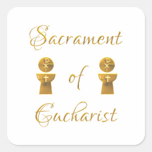 Sticker Carré Golden Sacrament of Eucharist Host and Chalice
