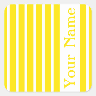 Sticker Carré Golden Yellow Stripe avec nom