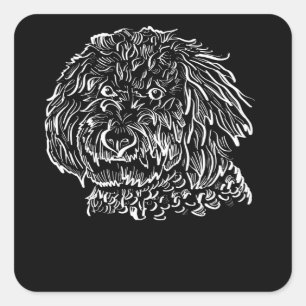Sticker Carré Goldendoodle Line art Idée cadeau