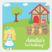 Sticker Carré Goldilocks et trois ours Fairytale Stortime (Devant)
