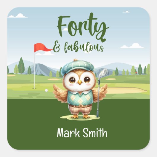 Sticker Carré Golf 40e anniversaire de la fête de golf (Devant)