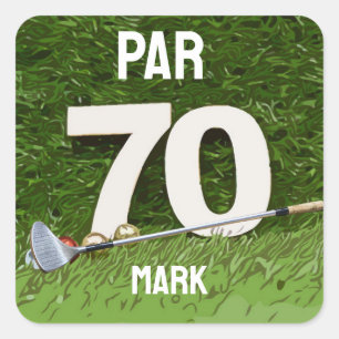 Sticker Carré Golf 70th Birthday Par soixante-dix pour golfeur