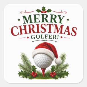 Sticker Carré Golf à thème de Noël pour golfeur