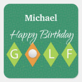 Sticker Carré Golf Anniversaire Diamant Vert Formes (Devant)