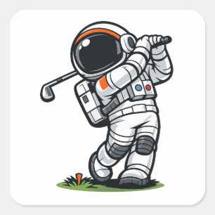 Sticker Carré Golf Astronaute
