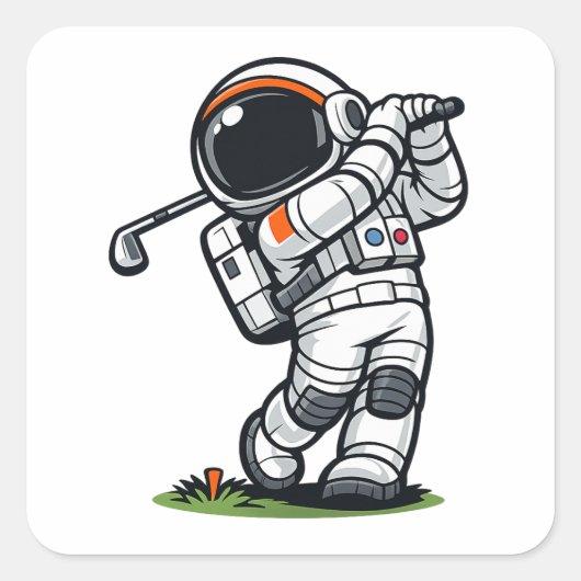Sticker Carré Golf Astronaute (Devant)