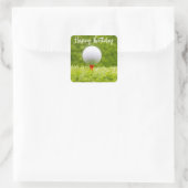 Sticker Carré Golf ball sur l'herbe verte pour anniversaire (Sac)