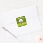 Sticker Carré Golf ball sur l'herbe verte pour anniversaire (Enveloppe)