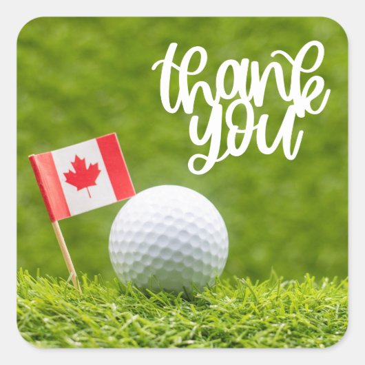 Sticker Carré Golf Canada avec drapeau et balle pour golfeur (Devant)