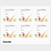 Sticker Carré Golf Christmas with Santa Claus for golfer funny (Feuille)