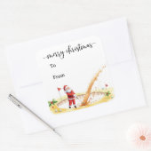 Sticker Carré Golf Christmas with Santa Claus for golfer funny (Enveloppe)