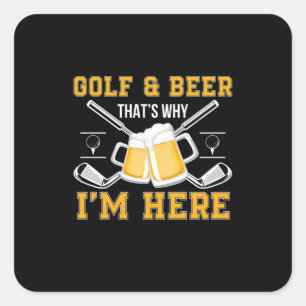Sticker Carré Golf et bière pour l'anniversaire d'un buveur de b