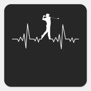 Sticker Carré GOLF HEARTBEAT Vêtements de golf Femmes Hommes Enf