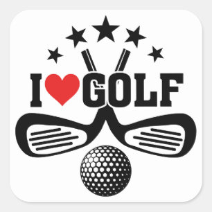 Sticker Carré Golf, I Love Golf