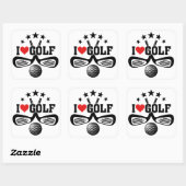 Sticker Carré Golf, I Love Golf (Feuille)