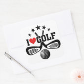 Sticker Carré Golf, I Love Golf (Enveloppe)