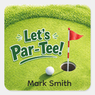 Sticker Carré Golf Let's Par-Tee Putting Green Fête