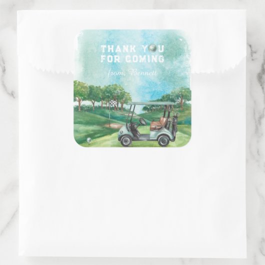 Sticker Carré Golf Par-Tee | Merci d'anniversaire (Sac)